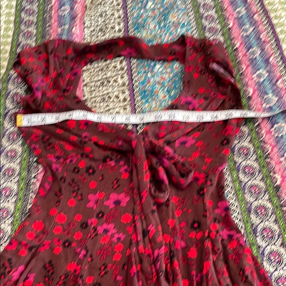 Free People Red Mini Sundress Plunge Neckline Cap Sleeve - Picture 6 of 8